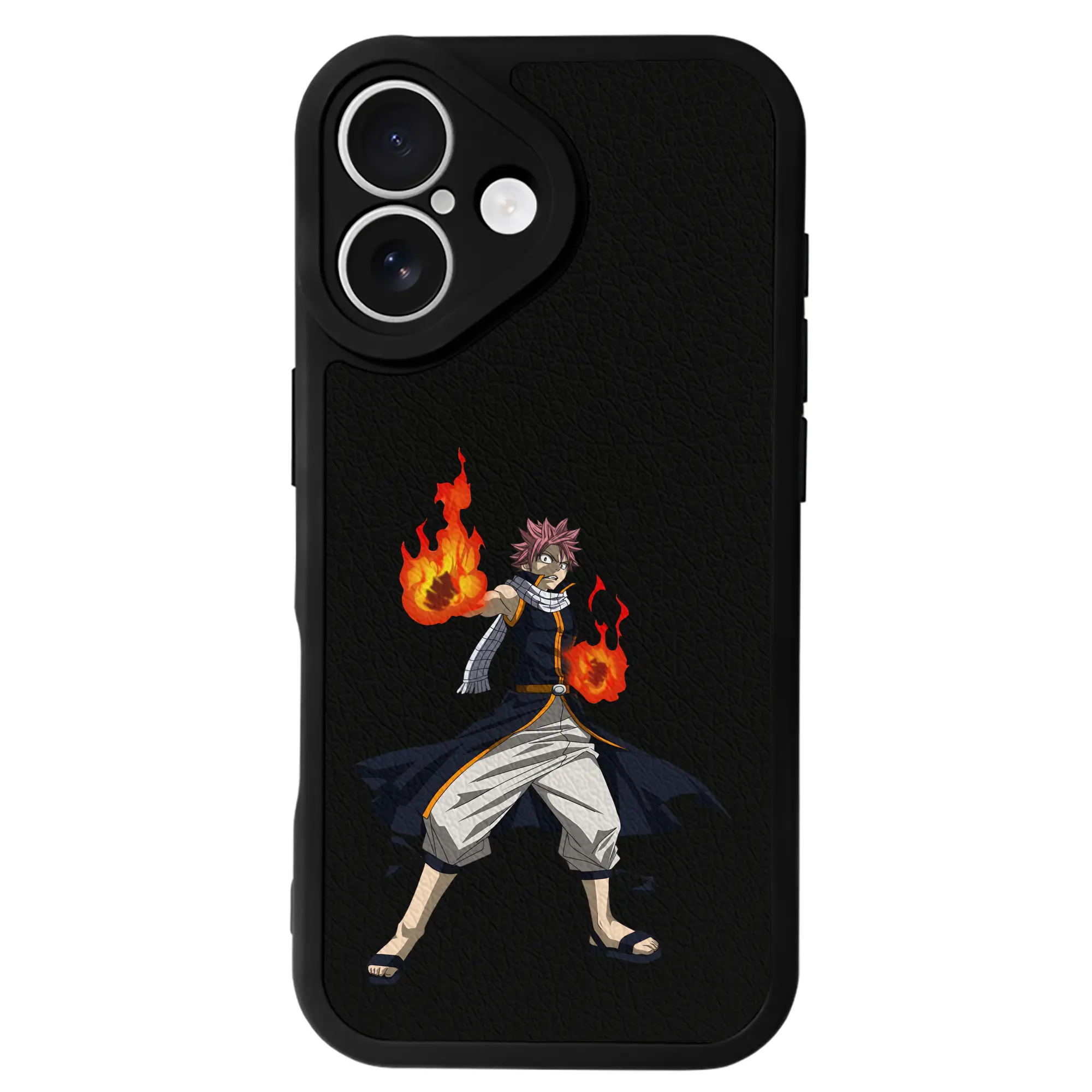 フェアリーテイル グッズ ナツ・ドラグニル - IPhone 16シリーズ対応 ・ シリコンスマホケース ・ レザー調 ・ 高精度フィット ・ 耐衝撃 ・ ワイヤレス充電対応 ・ 精密カット